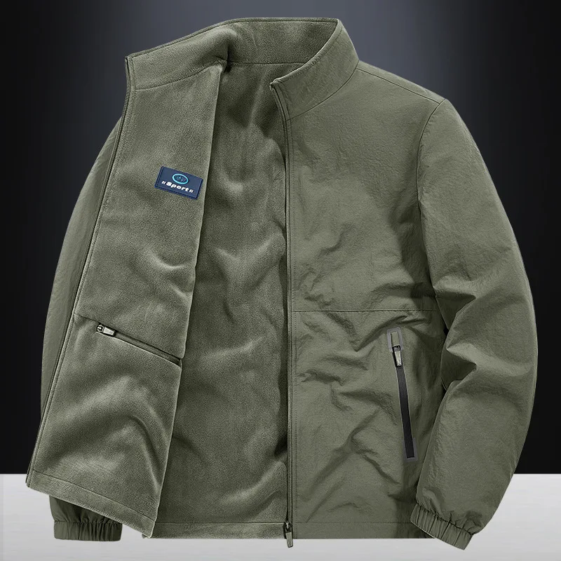 The 2025 new double-sided jacket, men's fleece jacket, men's autumn loose jacket with fleece and thickened coat