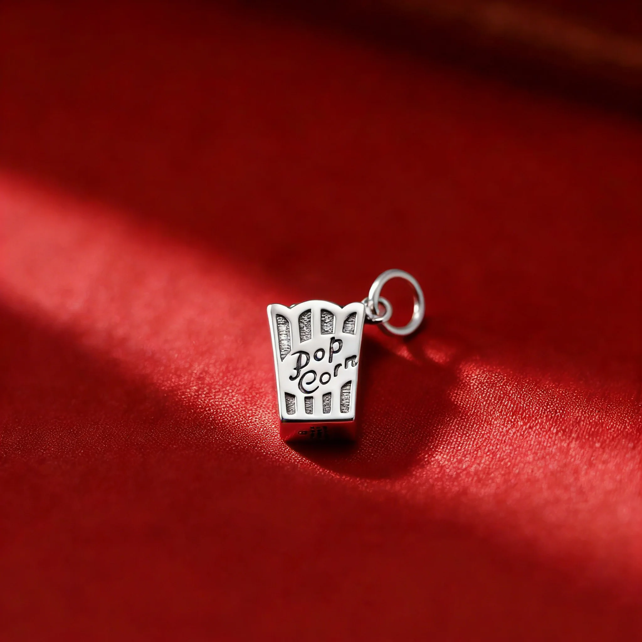 

Элегантный и уникальный изящный кулон-шарм в форме коробки для попкорна из стерлингового серебра 925 пробы, украшение ко Дню святого Валентина.