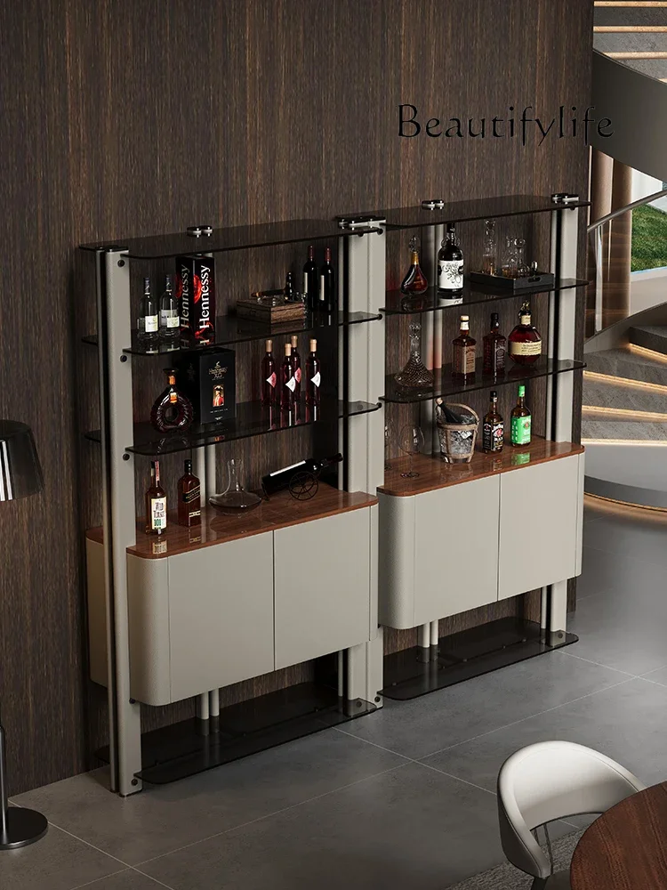 SS Italian Minimalist Wine Cabinet Against The Wall, Living Room Display Cabinet, Household High-end Customization, Senior Desig