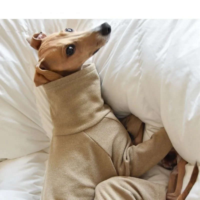 Fahison Whippet Italian Greyhound Clothing Luxury Cotton Dog Jammies Winter Warm Turtleneck Stretch Pet clothes