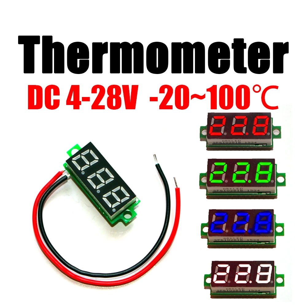 

0.28" inch LED Digital Thermometer -20 TO +110C MINI Digital display Temperature meter + NTC sensor DC 12V 24V CAR Water