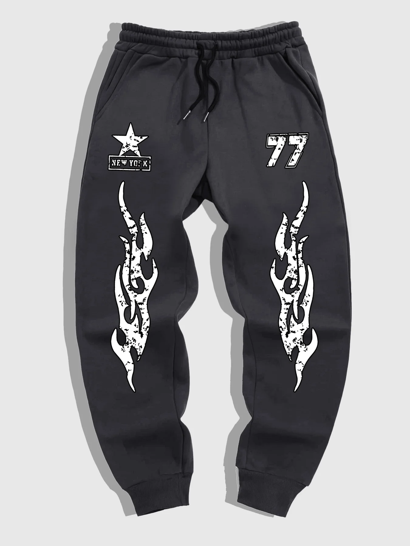 

Flame Print Fashion Harajuku Versatile Solid Color Daily Outdoor Running Fitness Breathable Casual Comfortable Men Sports Pants