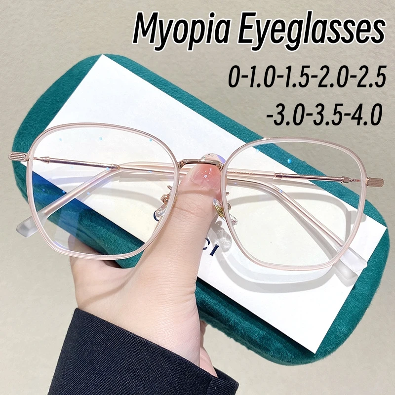 

New Trend Minus Diopter Eyeglasses Square Frame Blue Light Blocking Myopia Glasses Women Luxury Design Short-sighted Eyewear