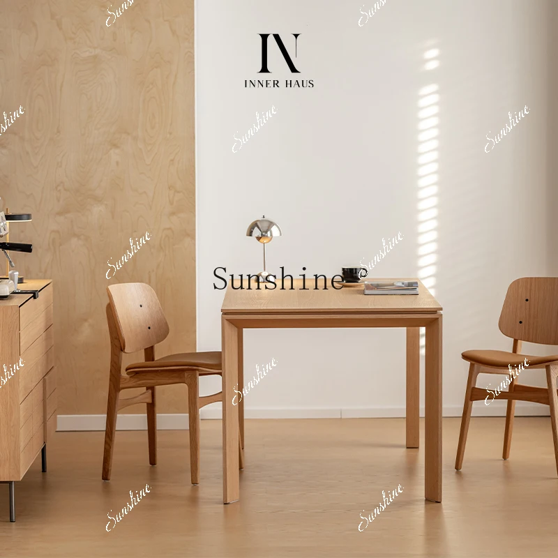 Log style dining table Nordic simple solid wood rectangular desk large board table  FT