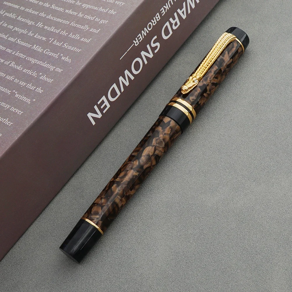 قلم حبر من السيليلويد على شكل تمساح بني ثلجي متوسط الحجم قلم حبر هدية للكتابة، مشبك تمساح للمكتب والمنزل والأعمال