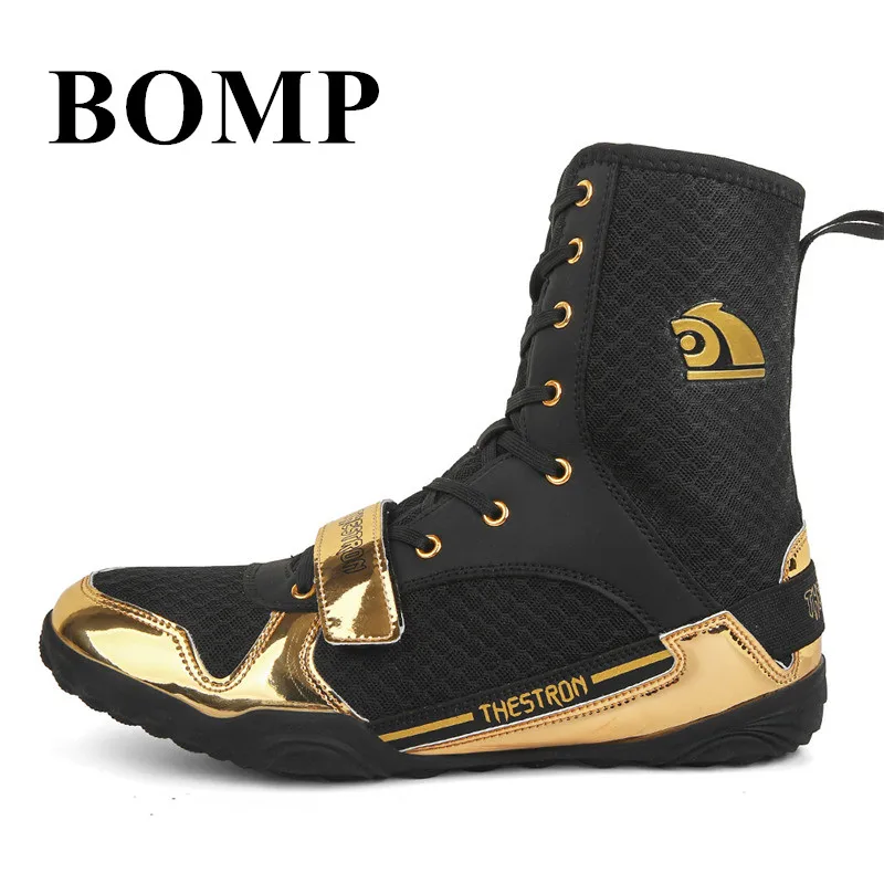 Black Professional Boxing Boots Man Big Size 39-48 Breathable Non-Slip Boxing Shoes For Men High-Top Soft Men's Wrestling Shoes