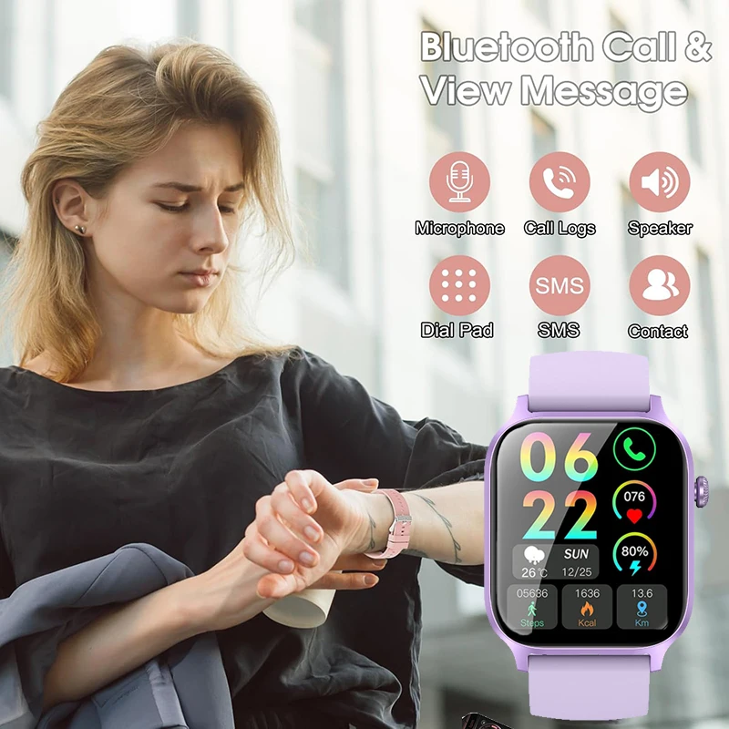 IUTECH Y7 ساعة ذكية 2024 للرجال والنساء 1.85 بوصة بلوتوث دعوة Smartwatch الصحة الغوص الساعات Relojes ساعة معصم ذكية