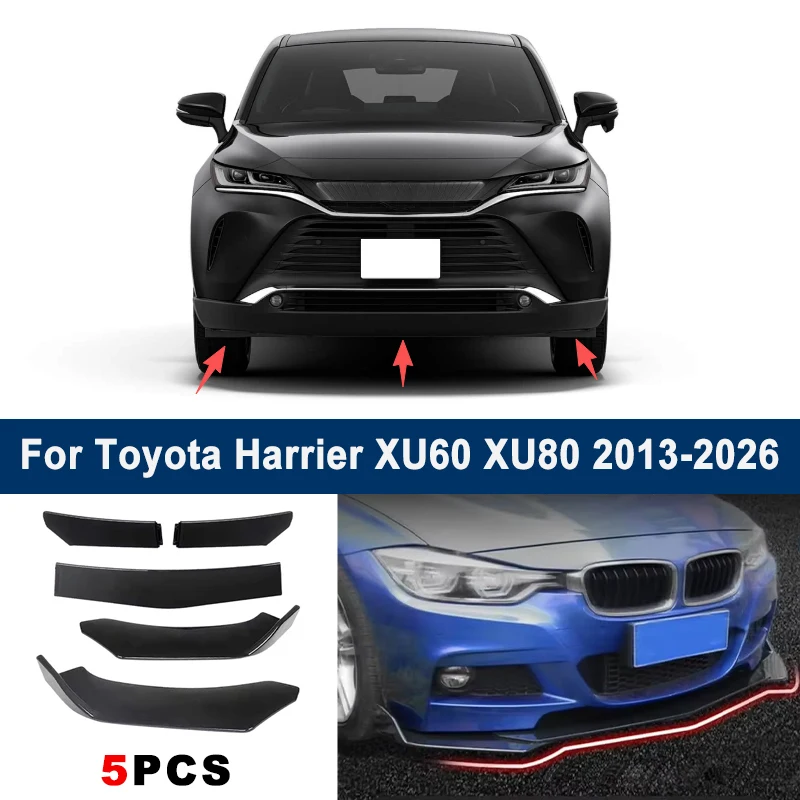 

Adjustable 5Pcs Sectional Front Spoiler Lip For Toyota Harrier XU60 XU80 2013-2026 Front Bumper Splitter Sport Body Kit