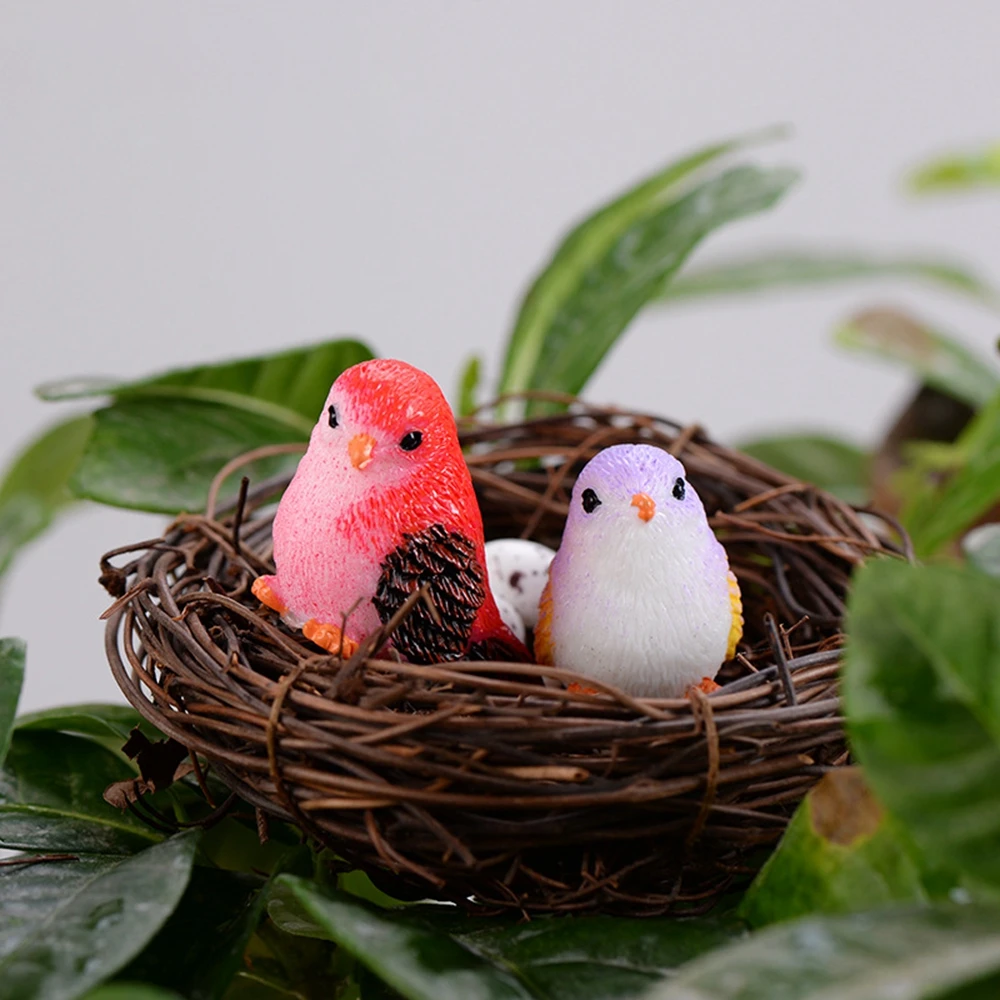 Glass Ornaments of Little Birds Miniature Figurines Fairy Garden Decor Micro Landscape Dollhouse Cute Animal Model Home Decor