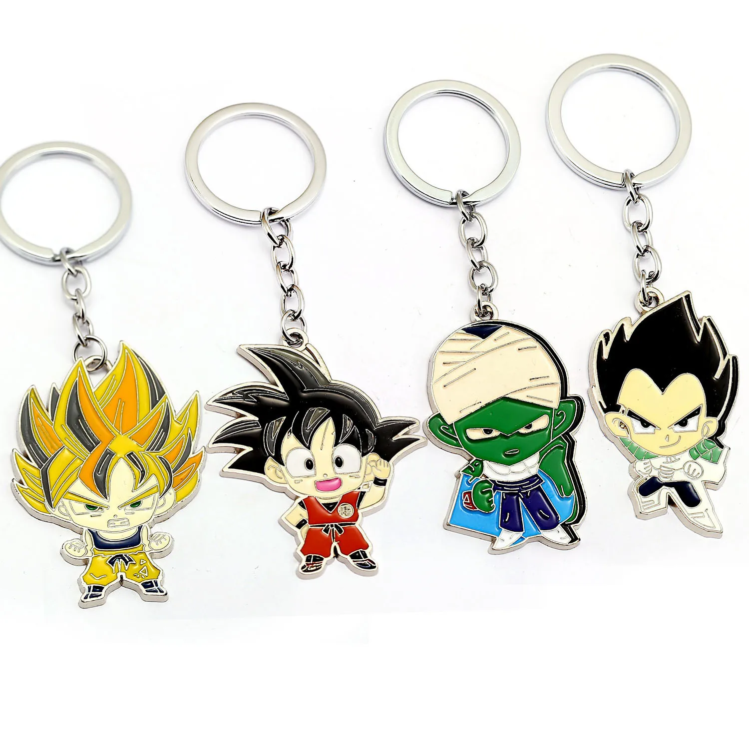 Anime Dragon Ball Z Vegeta Keychain Super Saiyan Son Goku Piccolo Key Chains Ring Holder Pendant Cosplay Accessories Figure Toys