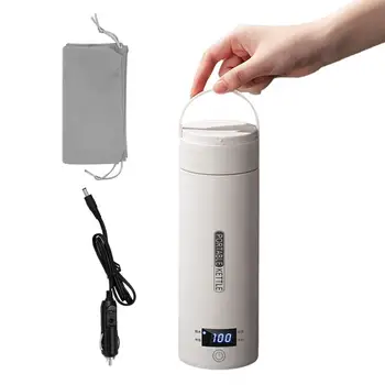 12V 자동차 난방 컵 전기 주전자 스테인레스 스틸 스마트 온도 제어 터치 LCD 디스플레이 여행 커피 머그잔 따뜻하게