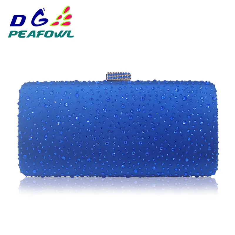 DGPEAFOWL Bridal Wedding Clutches Chain Handbag Hot Pink Blue Crystal Diamond Women Evening Purse Minaudiere Clutch Bag