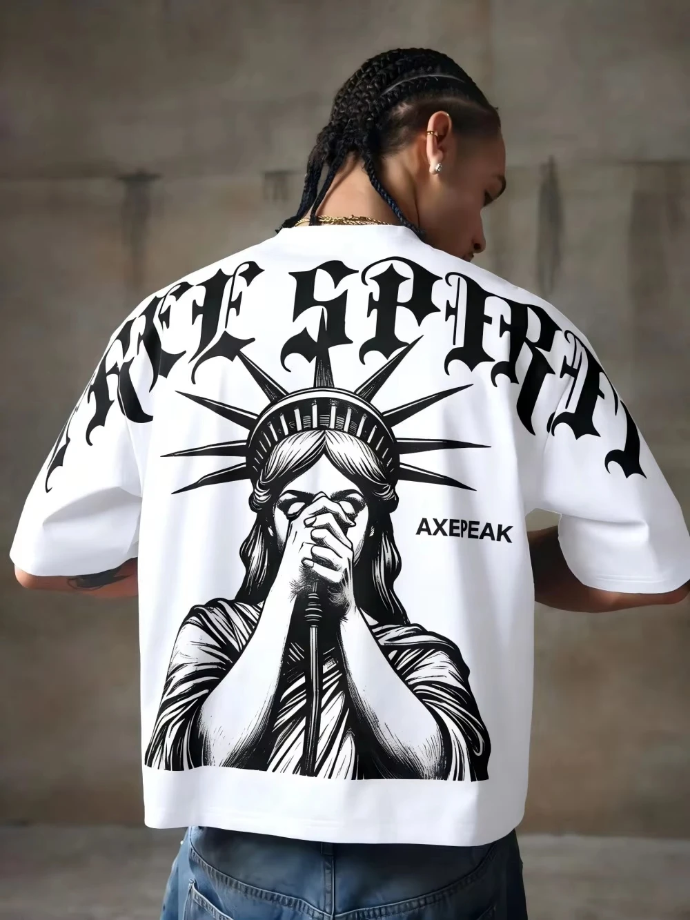 New Men's Summer Gothic Statue of Liberty 3D Printed Comfortable and Breathable Round Neck T-shirt Outdoor Street Top