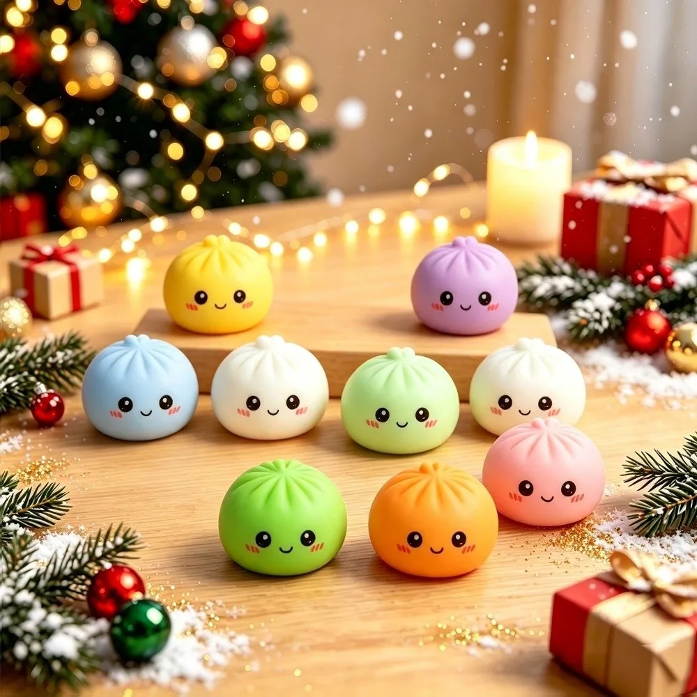 24Pcs Countdown Calendar Christmas Fidget Set Dumpling Christmas Squishy Pinch Kit 24Pcs Colorful Slow Rising Squeeze