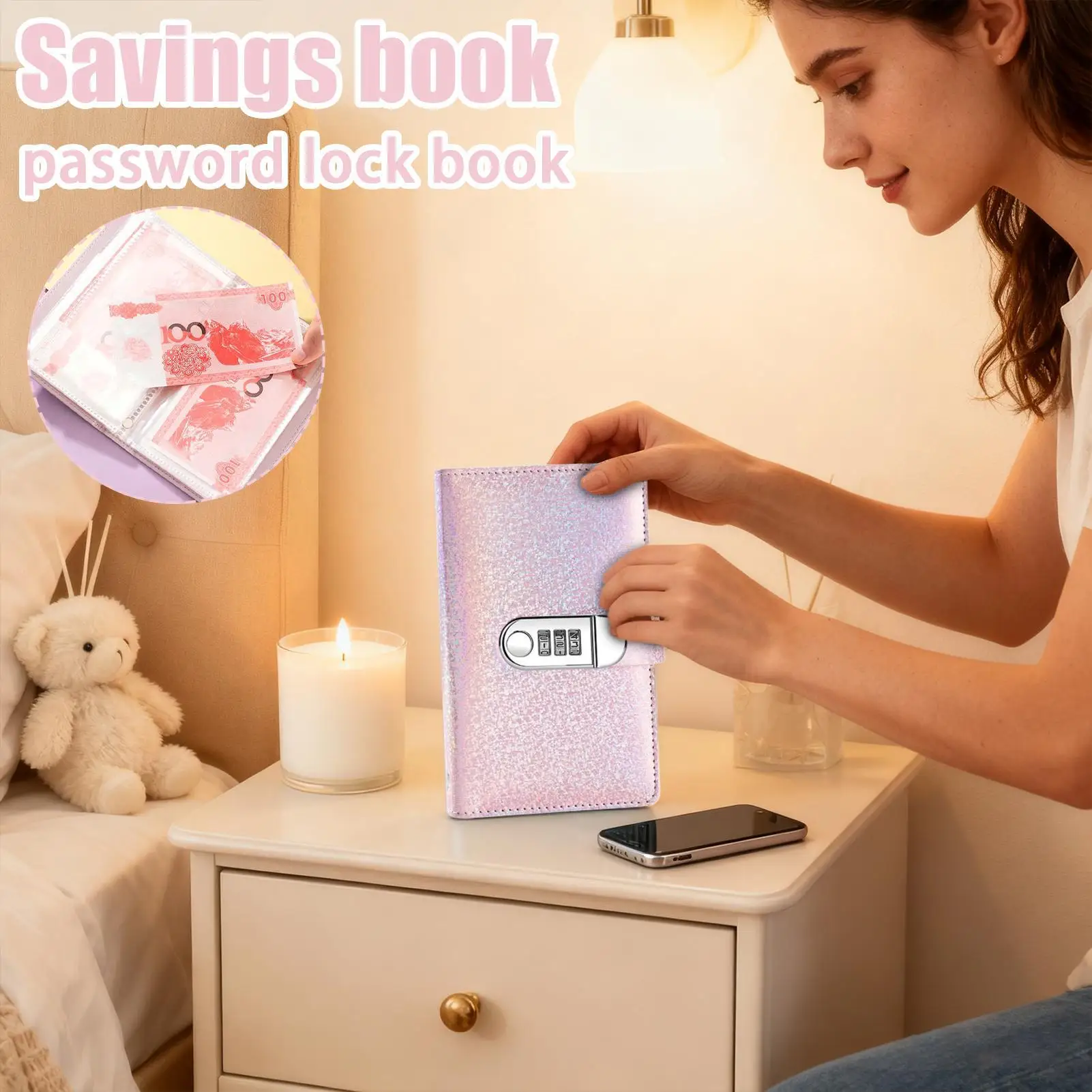 Money Binder For Cash Saving 100 Envelopes Budget Management Money Binder With Password Lock For Challenge Allowance Management