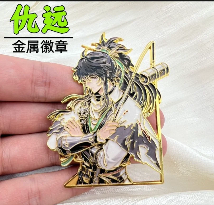 Wuthering Waves Anime QIUYUAN Cosplay Creative Design Metal Badge Backpack Button Clothes Collar Brooch Xmas Gift Halloween
