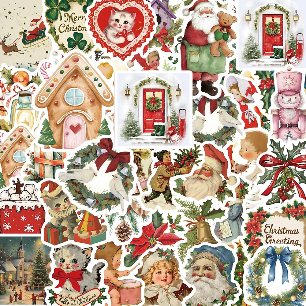 10/30/50 stuks creatieve romantische kerststickers vintage kunst graffiti stickers plakboek koffer telefoon leuke cartoon sticker cadeau