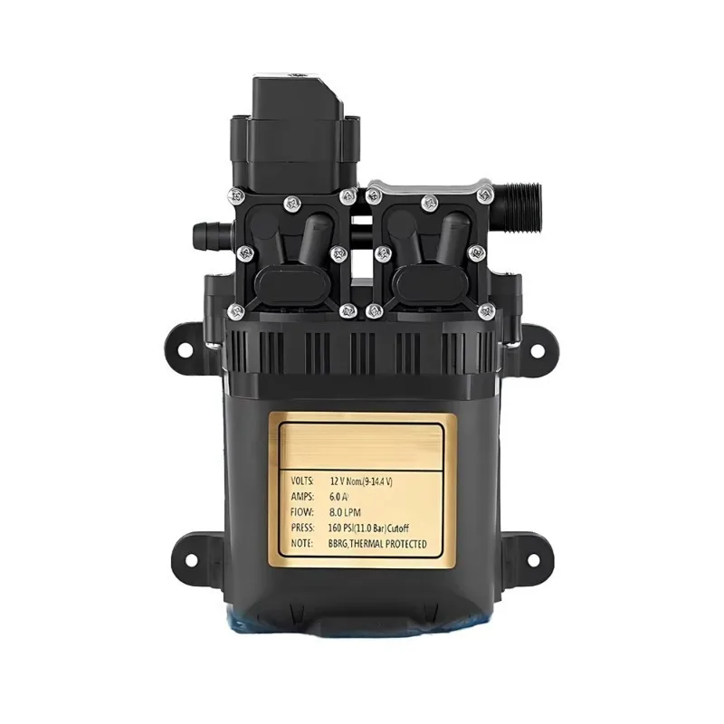 12V Brushless Dual Motor Diaphragm Pump 1.1MPA High Pressure Switch 8.0LPM 304 Stainless Steel Water Pump 1 Year Warranty 1.5m