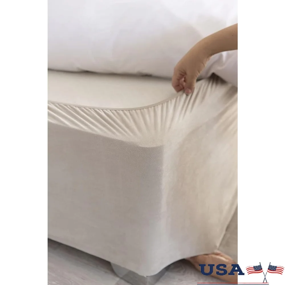 

Elastic Faux Suede Box Spring Cover Full Wrap Bed Skirt Easy Fit Four Sides Elegant Design Low Maintenance