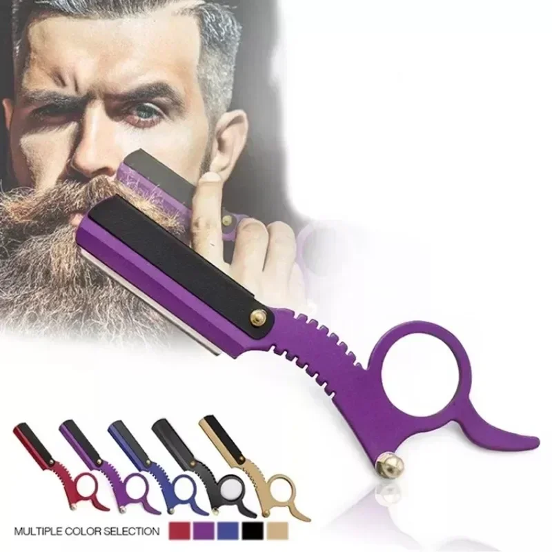 Straight Edge Barber Razor Haircut Beard Eyebrow Shaving Tool Manual Depilation Razor Hairdresser Trimming Blades Replaceable