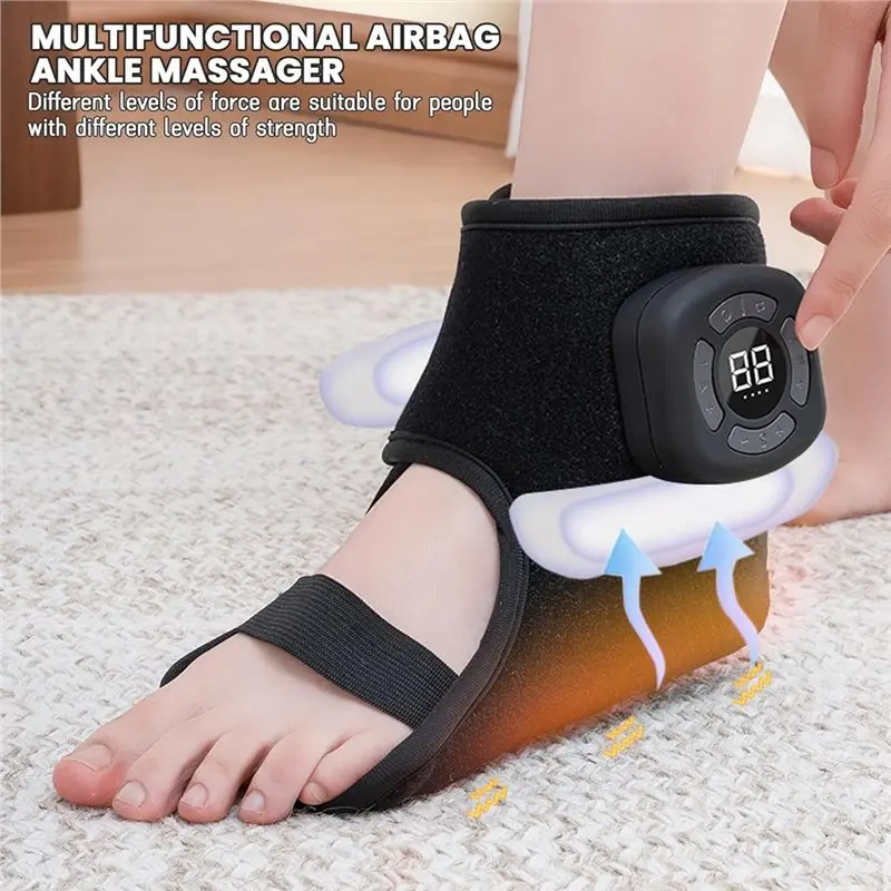 3-In-1 Ankle Foot Massager With Vibration & Warmth - 360° Adjustable Compression Sleeve , For Foot & Ankle Relaxation-A54Q