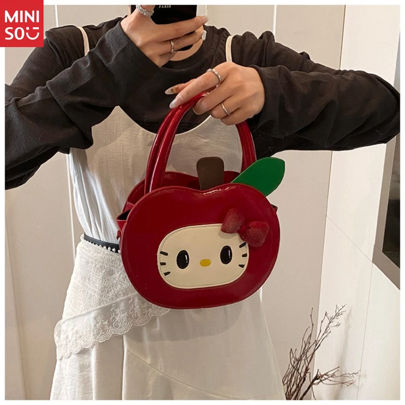 Miniso Cute Apple Hello Kitty Crossbody Bag, Cartoon Themed Shoulder Purse for Girls