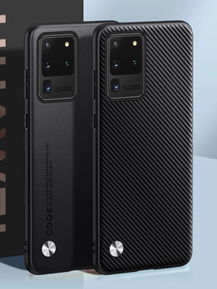 Étui de luxe en cuir PU pour Samsung Galaxy S20 Ultra 5G, Coque arrière de Protection en Silicone TPU pour Samsung S20 Ultra