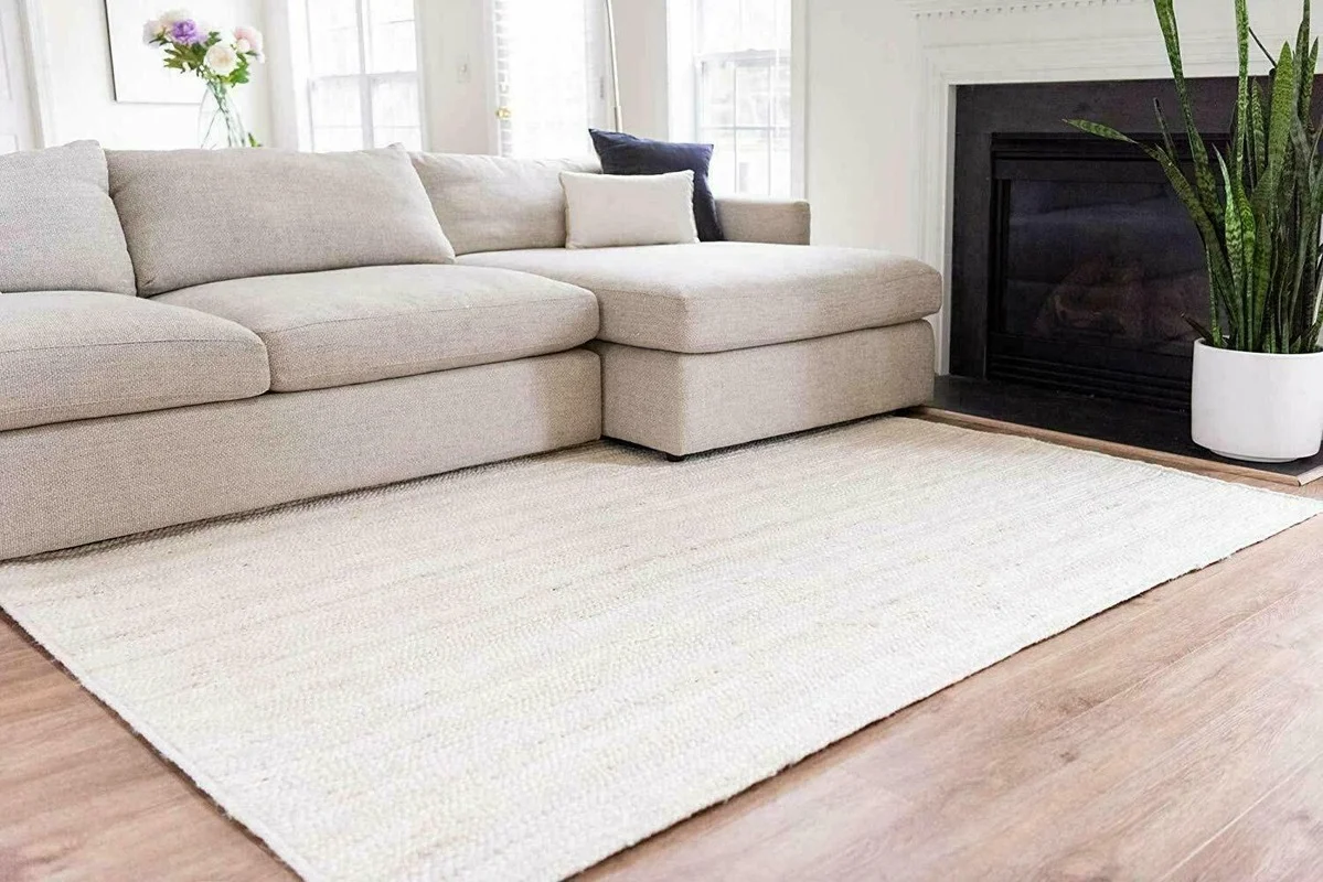 White Rug Handmade Rug 100% Natural Jute Braided Runner Rug Rustic Look Area Rug Carpets for Living Room