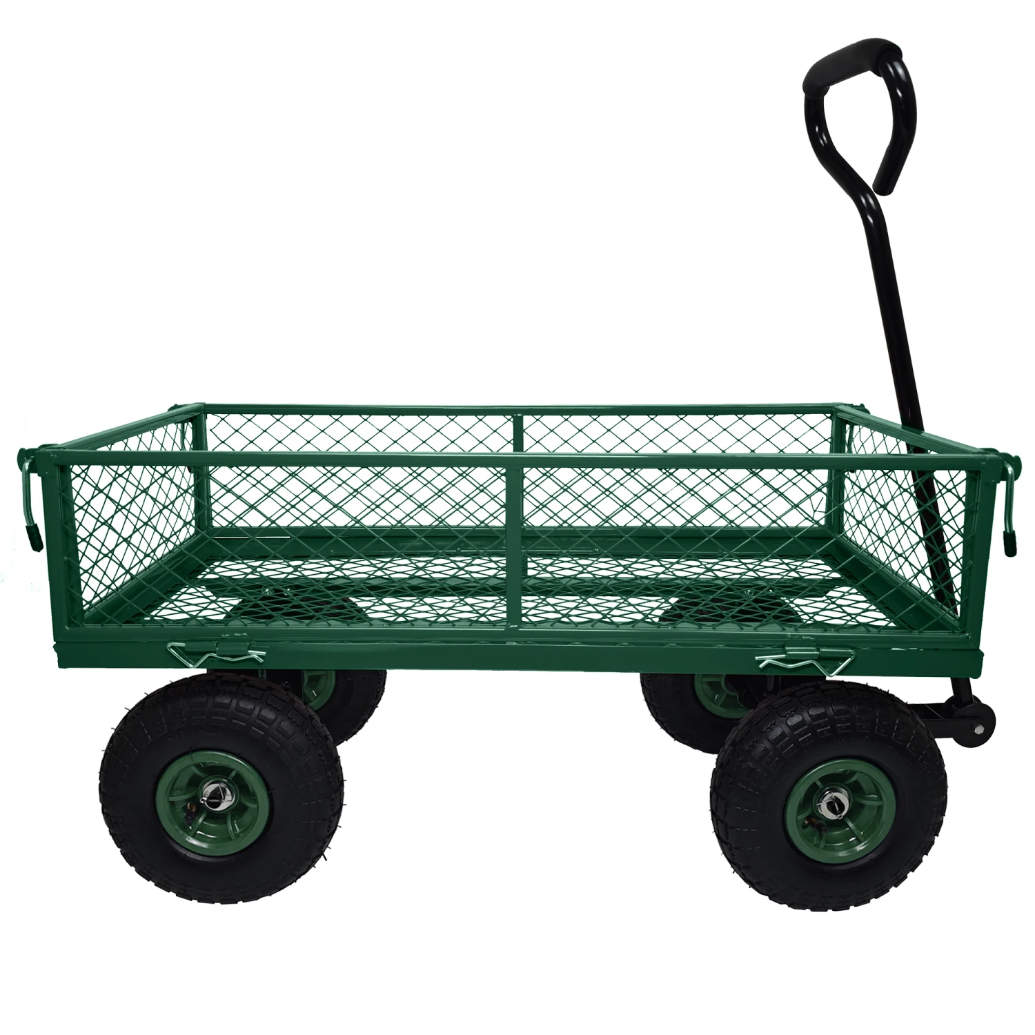 3cu. ft. 300 pond. Capaciteit Verwijderbare zijkanten Metaal Staalgaas Heavy Duty Utility Wagon Outdoor Tuinwagen in Groen