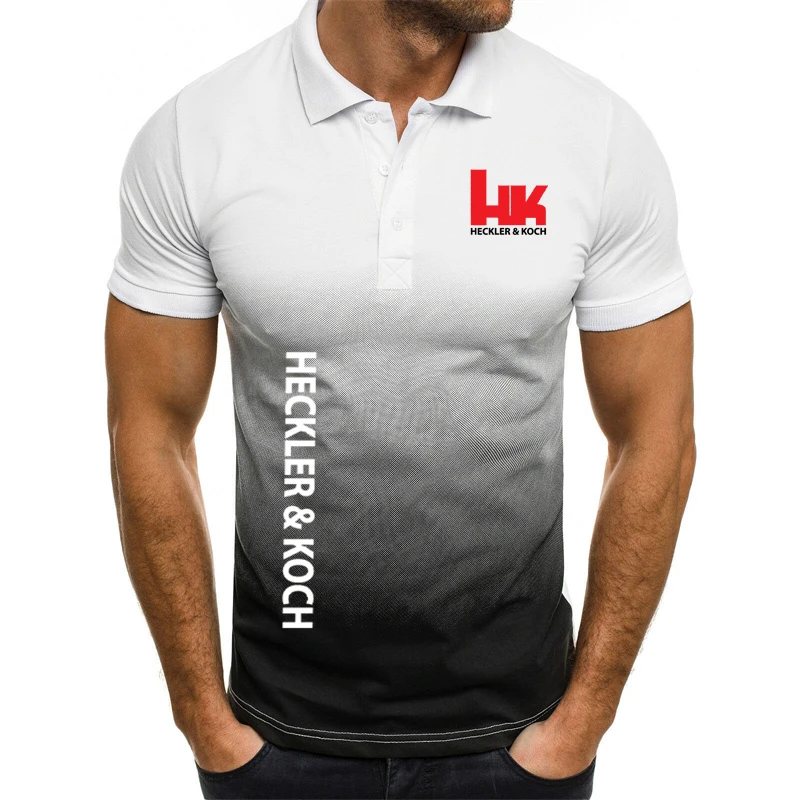 3D Gradient Cotton men's POLO shirt Hk Heckler Koch No Compromise New Fashion Men's Summer Polo Shirts Hot Sale Men T-shirt