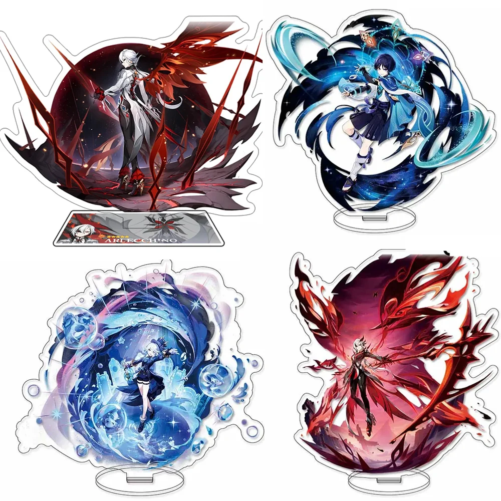 Game Genshin Lmpact Anime Figure Acrylic Stand Furina Charlotte Neuvillette Kinich Wanderer Model Plate Desk Decor Standing