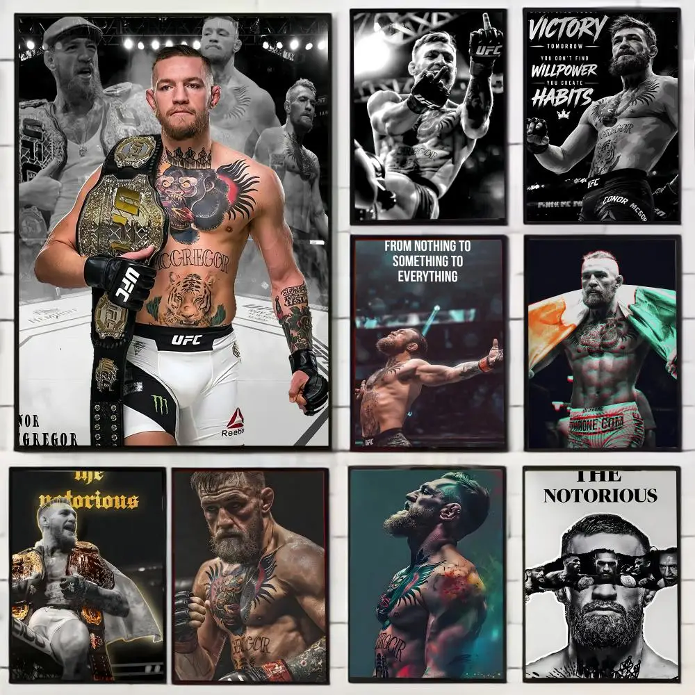 Athlete Conor McGregor Painting Calligraphy Stylish Wall Art Poster, Bedroom Living Room Home Decor Gift