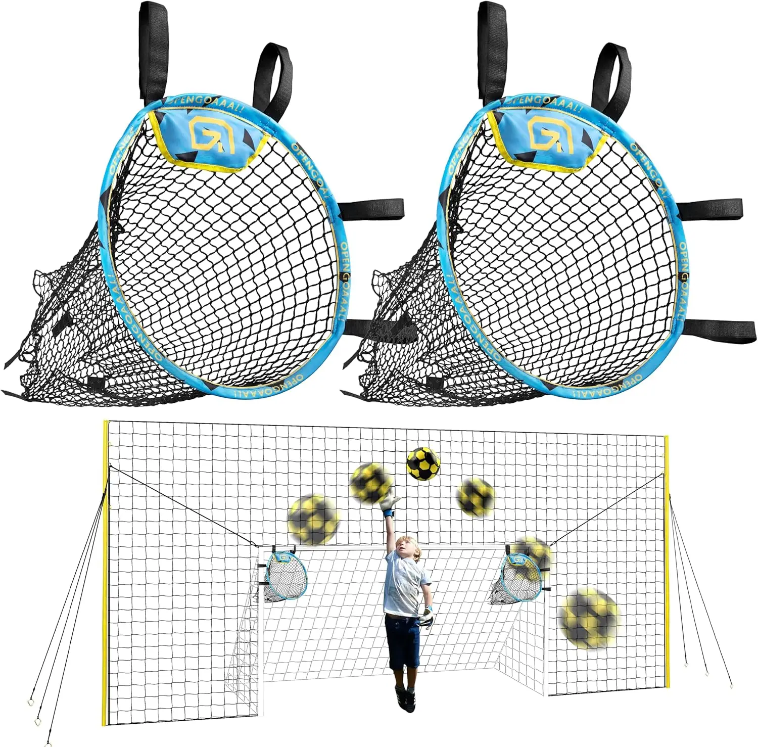 

3-in-1 Soccer Training Rebounder Goal for Kids - Backyard Practice Net for Passing, Volley & Shooting - Easy Setup Outdoor Sports Equipment