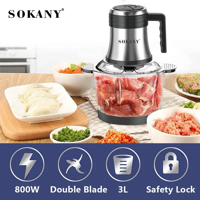 3L Electric Meat Grinder 800W Powerful Multifunctional Home Appliance Food Processor Meat Vegetables Blender Grinder