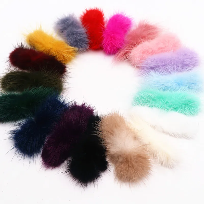 5pc/40pcs Fur Pompoms Bowknot 2-3cm*6-7cm Bow Tie Mink Pom Poms Soft Pompon DIY Hair Accessories Decor Clothing Hats Supplies