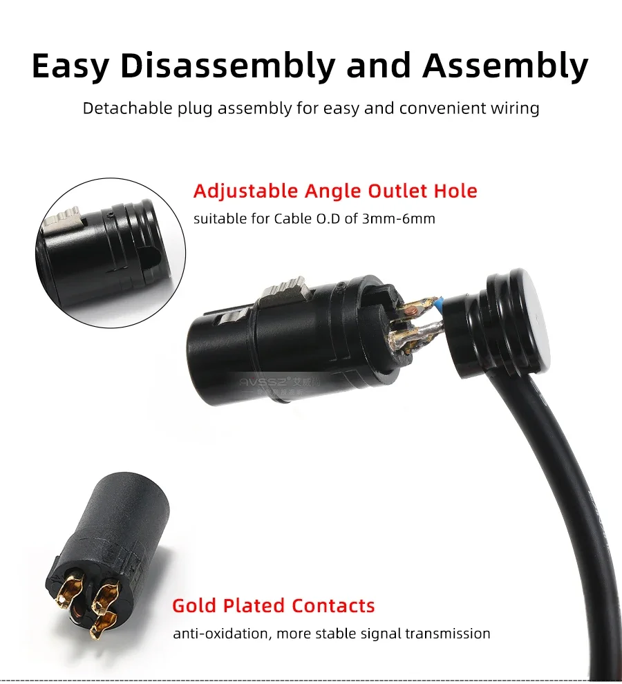 Flaches 3-Pin XLR-Verbindungskabel mit Rechtwinkligem L-förmigem Stecker für Mikrofon, Mischpult, Verstärker, Professionelle Audioleitung, Stecker auf Buchse – Detail 17