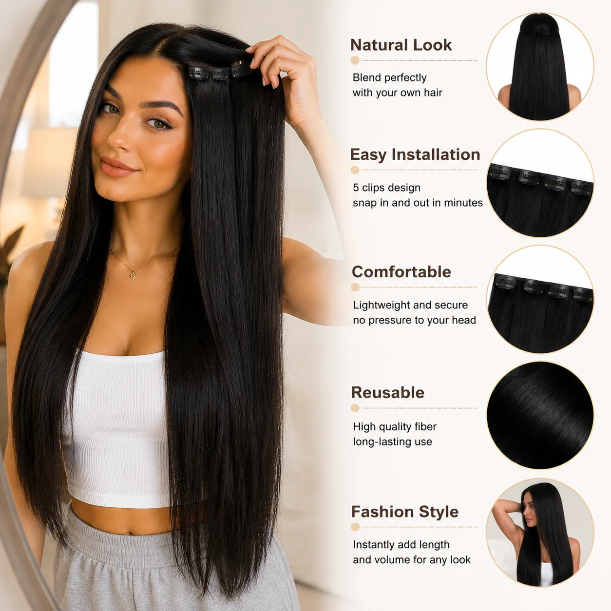Extensiones de Cabello Sintéti - Pure Beauty Hair & Makeup reseña y precio