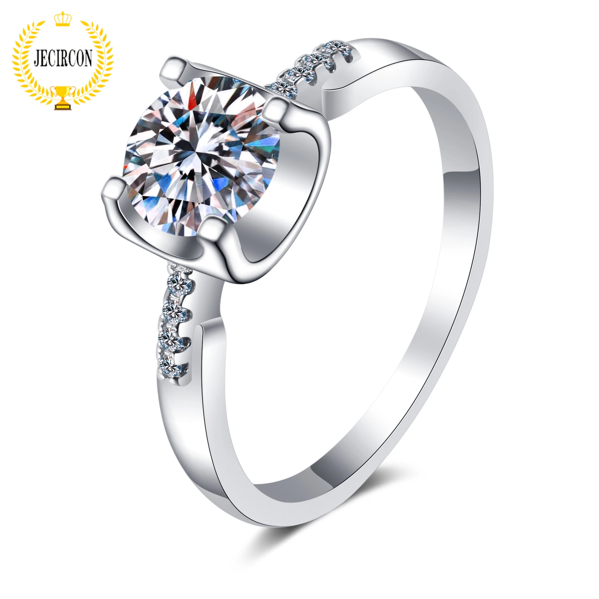 

JECIRCON 2ct D Color Moissanite Ring for Women Plated pt950 Sparkling Diamond Engagement Band 925 Sterling Silver Fine Jewelry