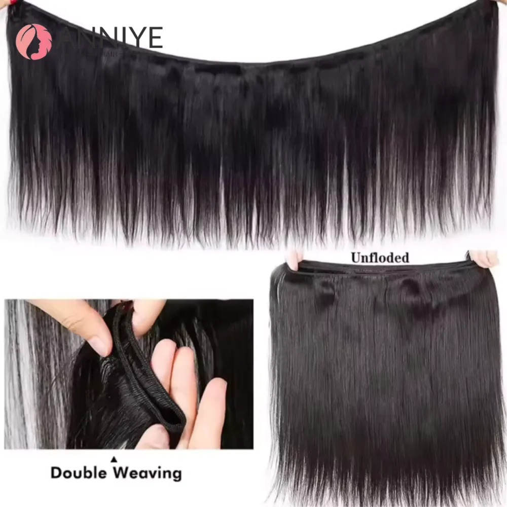 ボーンストレートヘアエクステ　人毛束　未処理　28インチ/30インチ　3束　ブラジル産人毛100% ストレートヘアエクステ