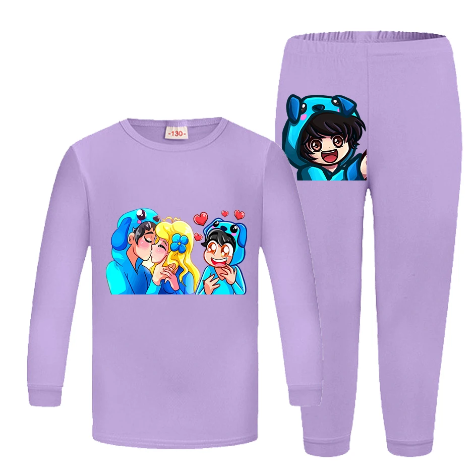 Omz Clothes Kids Long Sleeve Pajama Sets Baby Girls Cute Cartoon Pijamas Children Casual Tops Pants 2pcs Set