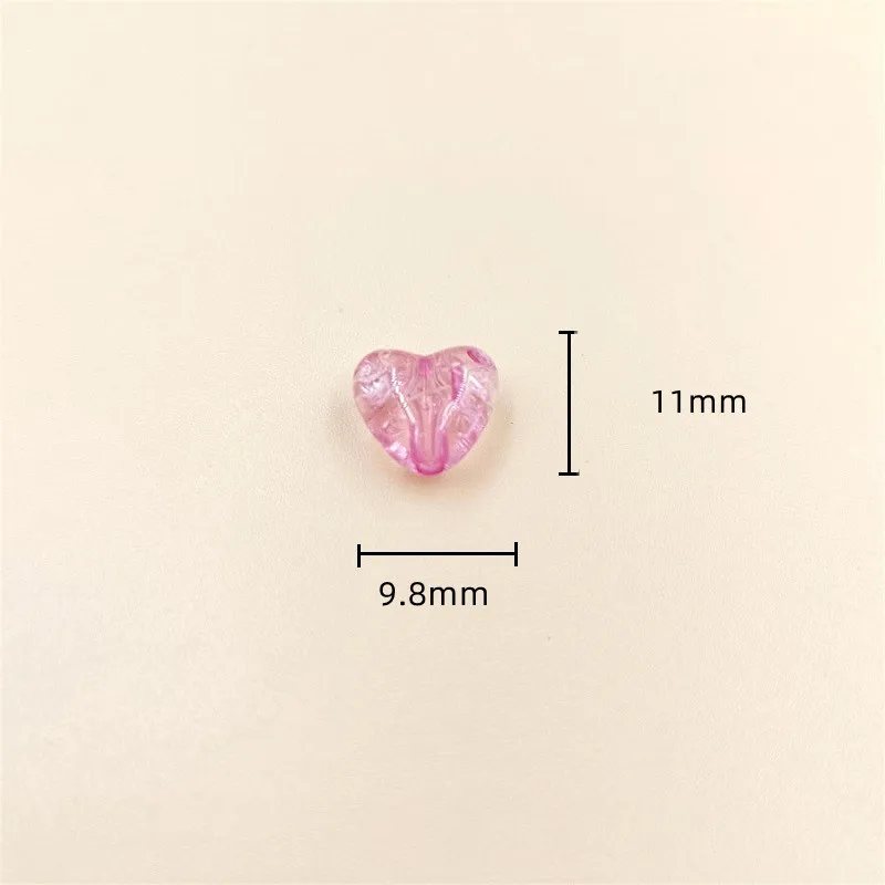 20PCS Heart Shape Crack DIY Beads For Jewelry Making Handing Craft  9.8*11mm Loose Beads Jewelry Accessories