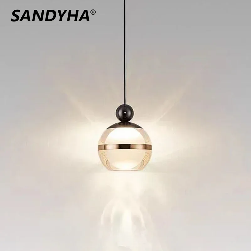 SANDYHA Modern Transparent Ball Glass Pendant Light Perfect for Home Decor Elegant Bedroom Dining Room Long Line Ceiling Fixture