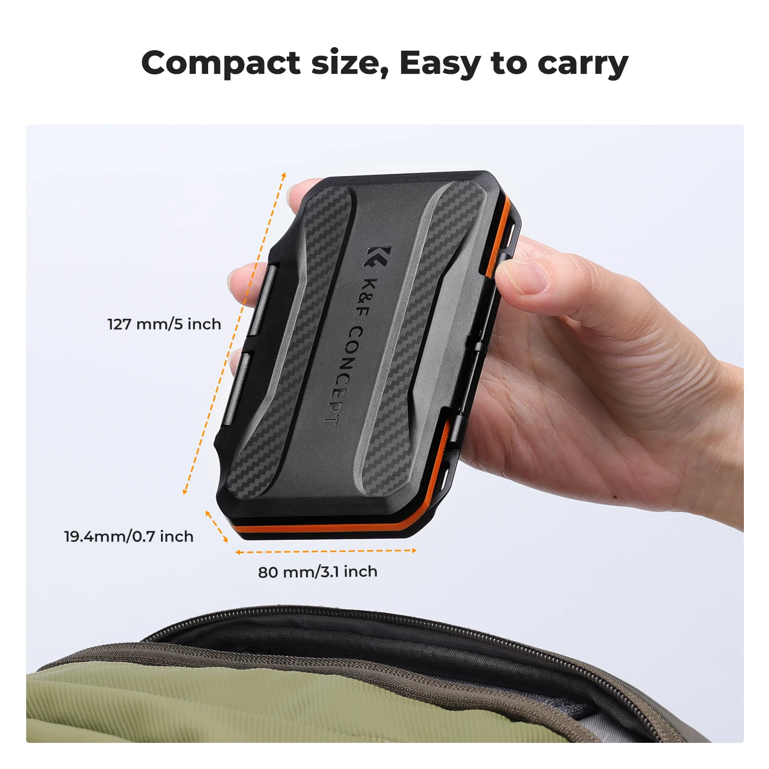 K&F CONCEPT Memory Cards Storage Case Waterproof Shockproof 6 Slots CF Memory Card Box For XQD or Cfexpress Type-B Cards Holder