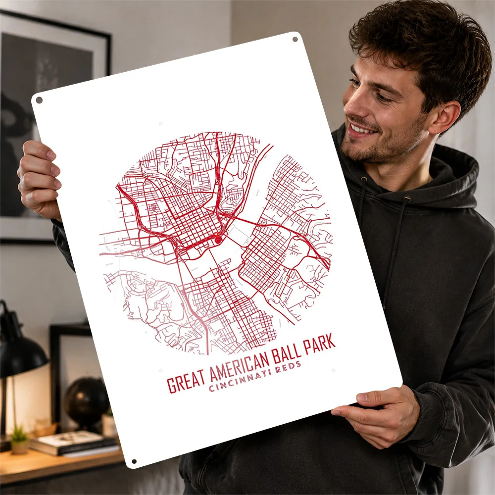 Great American Ball Park Poster Sports Wall Art Customized Retro Metal Tin Sign for Man Cave Game Room Home Decor Gift Display