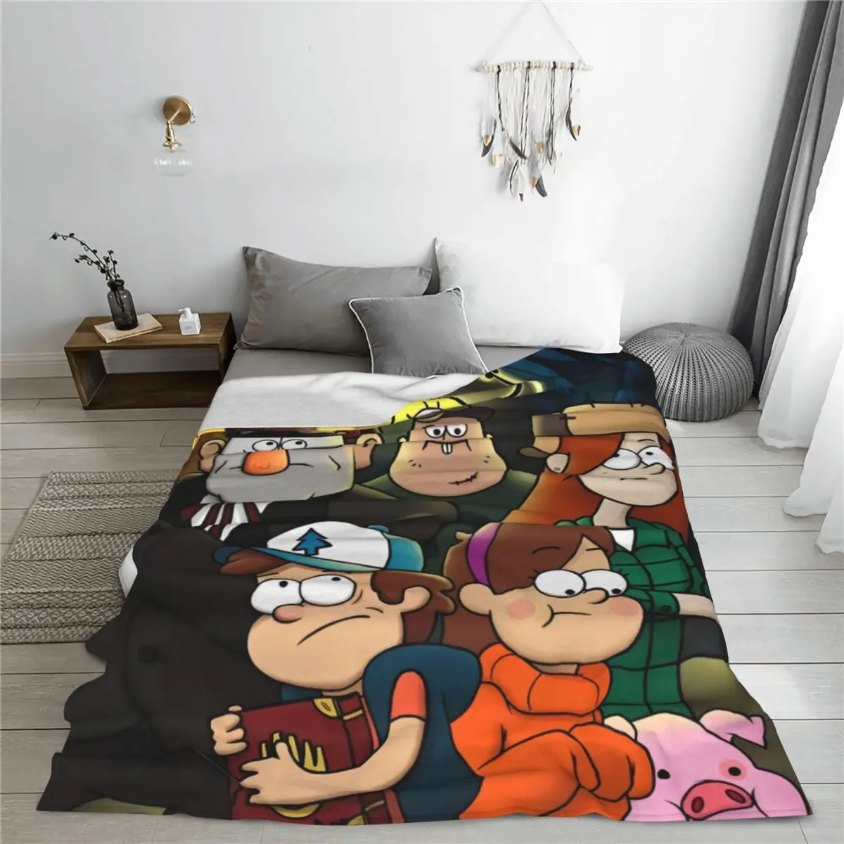 Gravity Falls Bill Cipher Characters Fleece Throw Blankets Cartoon Anime Blankets for Bed Bedroom Super Soft Bed Rug