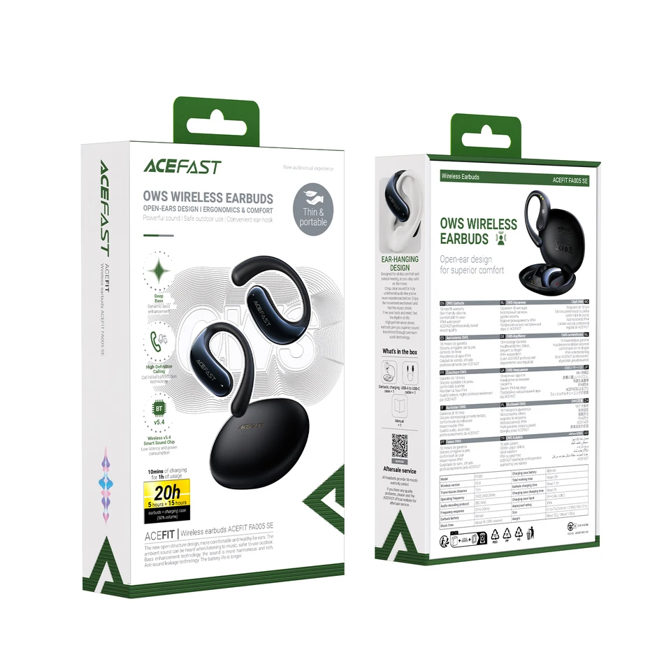 ACEFAST オープンイヤー イヤホン ワイヤレス Bluetooth 5.4 ACEFAST FA005 オープンイヤー Bluetooth 5.4 音楽用ワイヤレスイヤホン