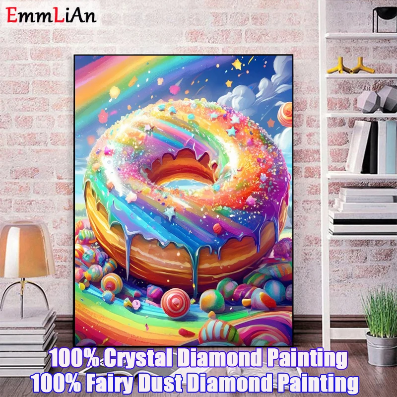 5D DIY Crystal Diamond Painting Cake Ice Cream Full Fairy Dust Drill Diamond Mosaic Embroidery Art Donut Rhinestones Home Decor