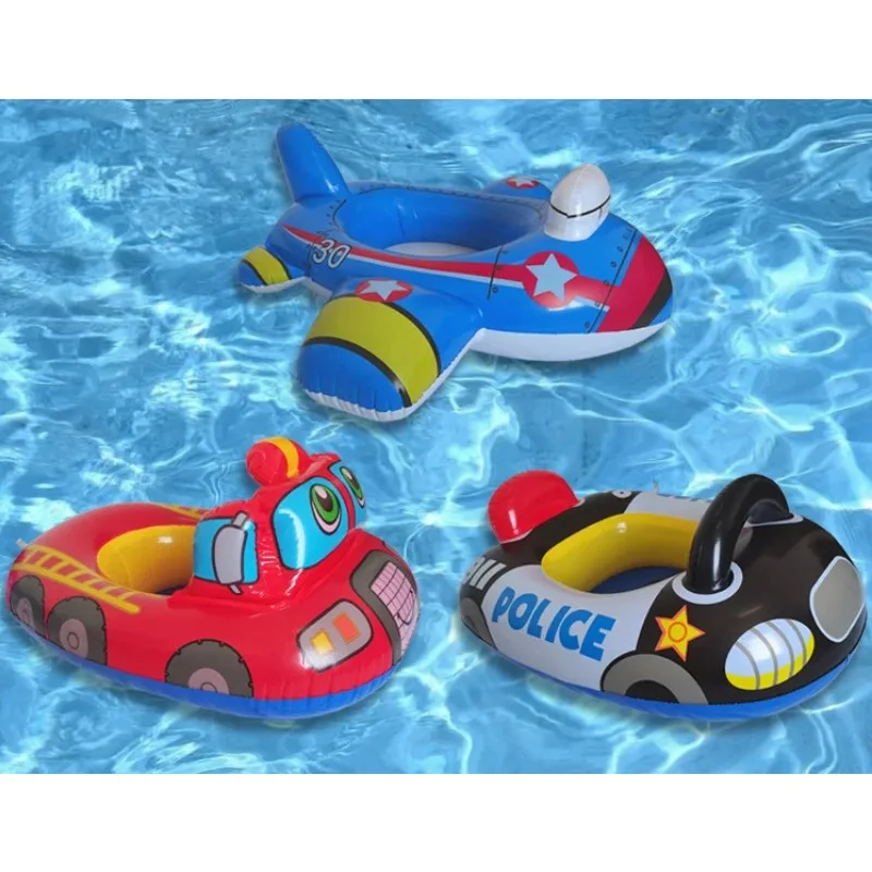Opblaasbaar Waterspeelgoed Cartoon Politieauto Babyzwemmen Vlotter Zetel Boot Zomer Buitenzwembad Zwemmen Ring Opblaasbare waterapparatuur