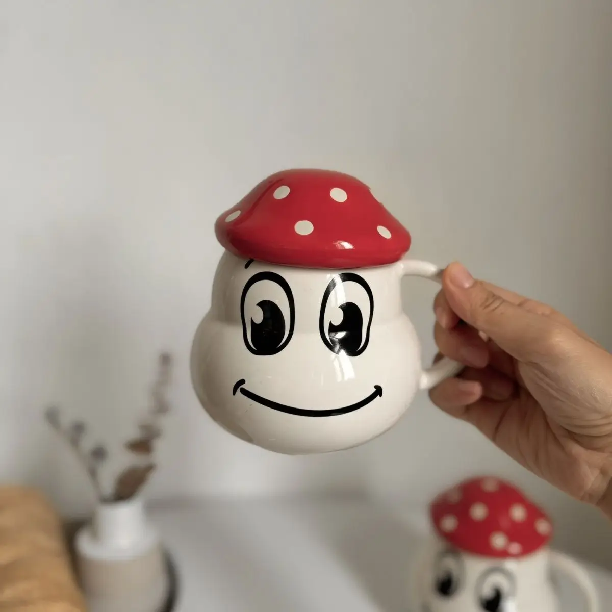 Ceramic Coffee Mug Creative Cute Mushroom Covered Cup Tea Water Cup Large Capacity 600ml Office Dormitory Drinkware