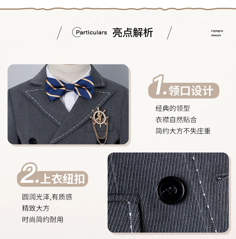 Kinderanzug-Set, Britischer Stil Blumenmädchen-Kleid für Einjährige, Jungen-Kostüm für Reden, Klavier, Laufsteg-Performance A5047 – Detail 5